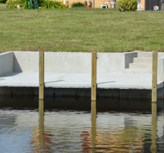 Our cantilever dock comes in two sizes, small is 13 1/2’ x 15’ and the large is 13 1/2’ x 20’ with 2’ Retaining Wall. 